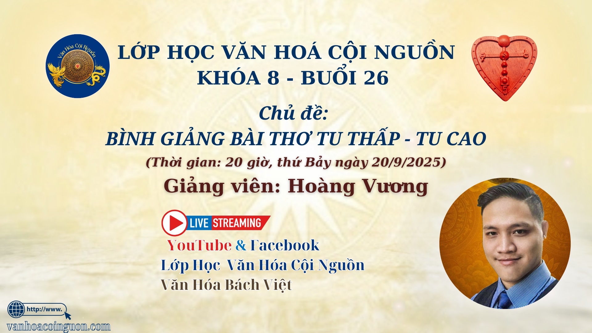 Buổi 26 Khóa 8 – Bình Giảng Bài Thơ Tu Thấp Tu Cao – GV Thầy Hoàng Vương